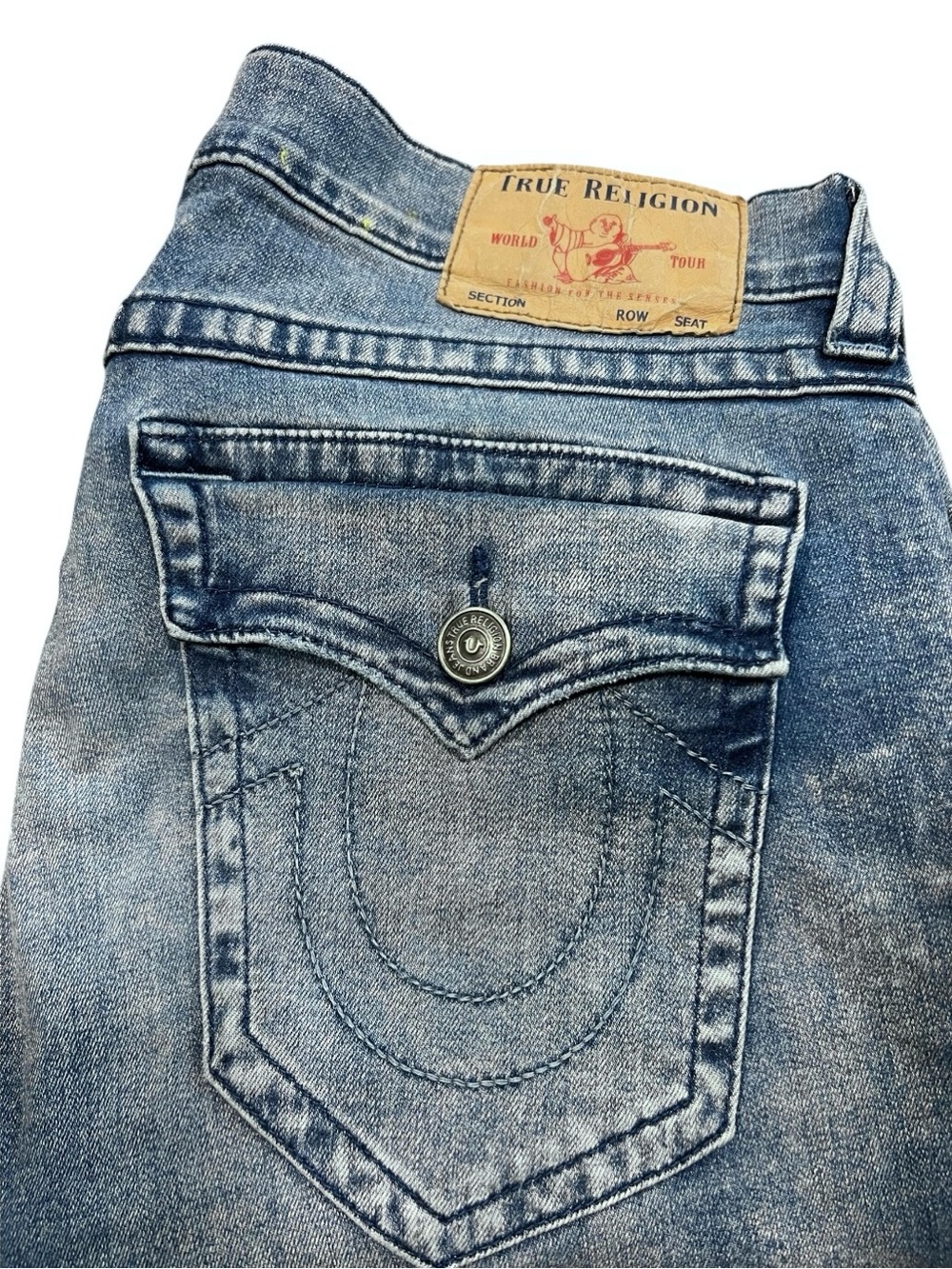 True Religion Rocco Relaxed Skinny Jeans Men’s 36x32 Medium Wash Flap Pocket GUC